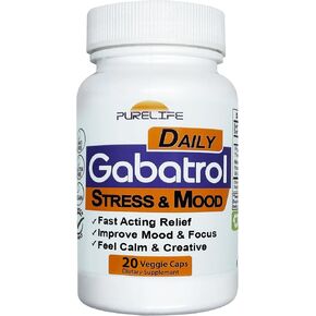 PureLife Supplements – Gabatrol Daily – Plant Based GABA Supplement. May Help Relieve Stress, Increase Sleep Quality, and Promote a Positive Mood. Vegetarian and Vegan Friendly (60 Veggie Caps)
