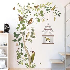 3 Sheets 12"x 36" Large Watercolor Fresh Plants Wall Decor Leaf and White Flowers Wall Stickers DIY Peel and Stick Mushroom Princess Girls Wall Decals for Girls Bedroom Nursery Living Room Decoration