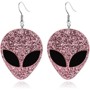 Dreuyet Planet Earrings for Women Girls Exaggerated Cute Handmade Acrylic Space Universe Planet Moon Saturn Blue Tone Dangle Drop Statement Earrings Jewelry Gifts