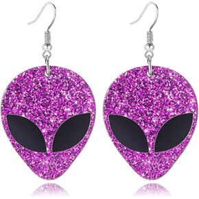 Dreuyet Planet Earrings for Women Girls Exaggerated Cute Handmade Acrylic Space Universe Planet Moon Saturn Blue Tone Dangle Drop Statement Earrings Jewelry Gifts