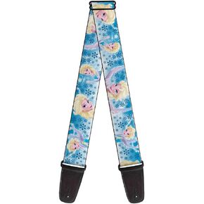 Disney Guitar Strap, Frozen Elsa Poses Snowflake Swirls Blues White, 2 Inches Wide