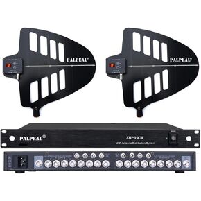 AMP-16CH 8 Way UHF Wireless Antenna Distribution System,14 Outputs + 2 Cascade Ports,Active Directional Antenna,2200 FT,Wireless Microphone Antenna Amplifier,Frequency Cover 400-970MHz