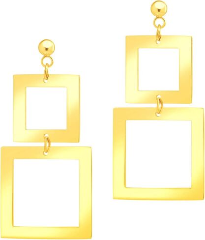 555Jewelry Stainless Steel Double Square Dangle Drop Earrings for Women & Girls in Saudi Arabia