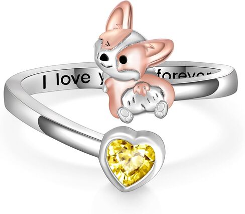 Peireara Corgi Ring for Women 925 Sterling Silver Corgi Open Rings Cute Adjustable Dog Ring Corgi Gifts Corgi Gifts for Corgi Lovers in Saudi Arabia