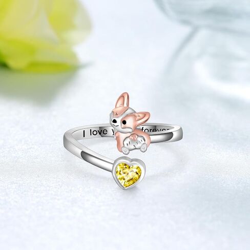 Peireara Corgi Ring for Women 925 Sterling Silver Corgi Open Rings Cute Adjustable Dog Ring Corgi Gifts Corgi Gifts for Corgi Lovers in Saudi Arabia