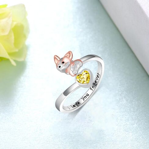 Peireara Corgi Ring for Women 925 Sterling Silver Corgi Open Rings Cute Adjustable Dog Ring Corgi Gifts Corgi Gifts for Corgi Lovers in Saudi Arabia