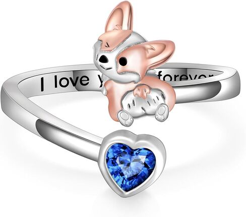 Peireara Corgi Ring for Women 925 Sterling Silver Corgi Open Rings Cute Adjustable Dog Ring Corgi Gifts Corgi Gifts for Corgi Lovers in Saudi Arabia