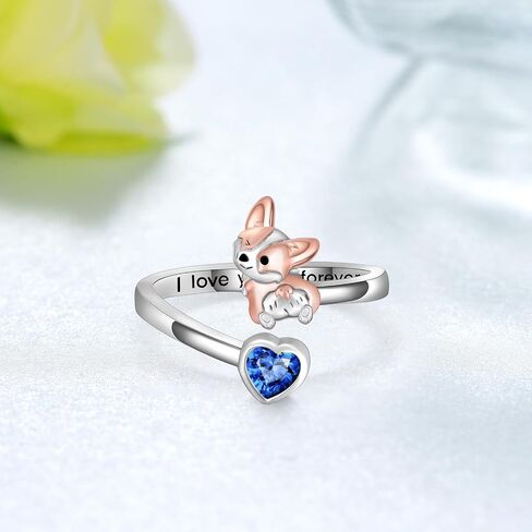Peireara Corgi Ring for Women 925 Sterling Silver Corgi Open Rings Cute Adjustable Dog Ring Corgi Gifts Corgi Gifts for Corgi Lovers in Saudi Arabia