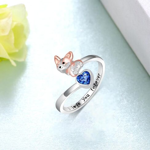 Peireara Corgi Ring for Women 925 Sterling Silver Corgi Open Rings Cute Adjustable Dog Ring Corgi Gifts Corgi Gifts for Corgi Lovers in Saudi Arabia