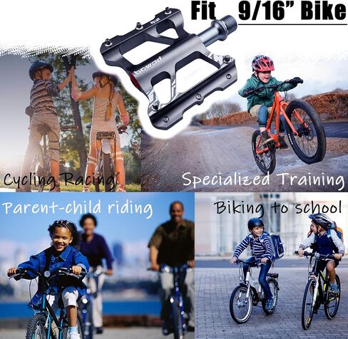 Youth MTB Mountain Bike Colored Pedals, Small Road Bike Pedals Womens MTB Flat Pedal, Kids BMX Pedals for Children's bicyle and Kid's Bike 9/16, CNC Aluminum Pedal w Cr-Mo Axel, 2Bearings,10Pins in Saudi Arabia