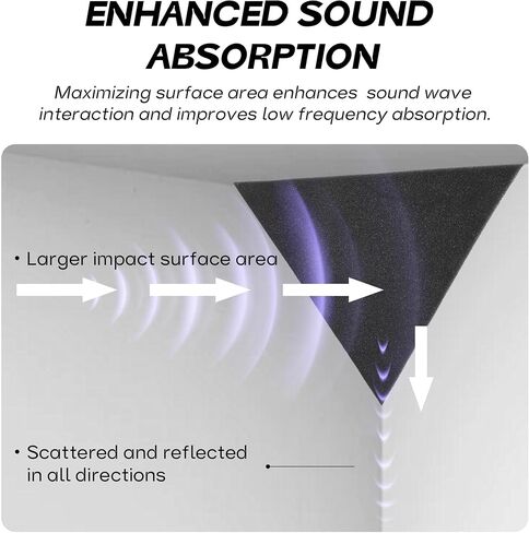Starfavor 4 PCS Bass Traps Acoustic Foam Corner,16.5" Triangle 12" Depth Triangular Sound Proof Panels for Walls,High Density and Fire-Proof Acoustic Foam Panel Recording Studio Acoustical Treatments in Kuwait