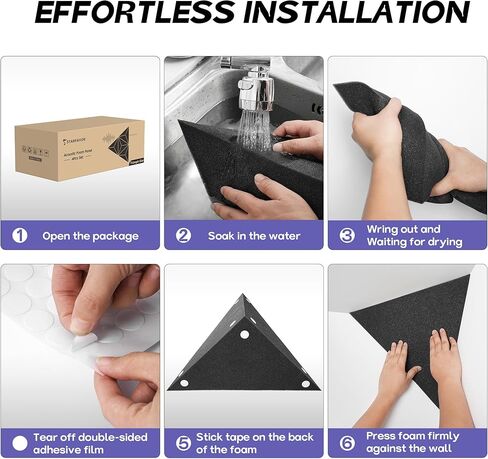 Starfavor 4 PCS Bass Traps Acoustic Foam Corner,16.5" Triangle 12" Depth Triangular Sound Proof Panels for Walls,High Density and Fire-Proof Acoustic Foam Panel Recording Studio Acoustical Treatments in Kuwait