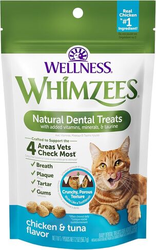 Whimzees Wellness Natural Cat Dental Treats, Chicken Flavor, 4.5 Ounce in Saudi Arabia