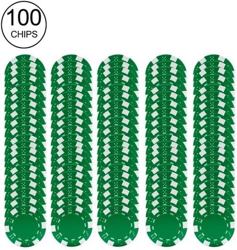Poker Chips ? 100-Piece Set of 11.5-Gram Blackjack Chips with Dice Design ? 39mm ? Made of Composite Resin for Texas Holdem (Green) in Saudi Arabia
