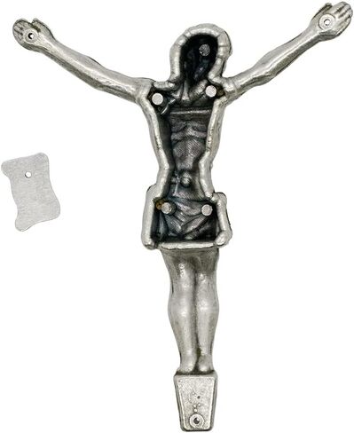 Silver-Tone Metal Corpus and INRI Sign | Make a Custom Crucifix | DIY Catholic Home Devotional Décor | Detailed Figurine of Jesus with Crown of Thorns and Arms Outstretched (3.75 Inch) in Saudi Arabia