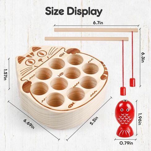 Magnetic Fishing Game,Wooden Montessori Magnetic Fishing Toys for Toddlers,Preschool Education Learning Hand-Eye Cognition & Fine Motor Skill Birthday Gifts for 3 4 5 Years Old Kids Boys Girls in Saudi Arabia