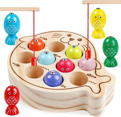 Magnetic Fishing Game,Wooden Montessori Magnetic Fishing Toys for Toddlers,Preschool Education Learning Hand-Eye Cognition & Fine Motor Skill Birthday Gifts for 3 4 5 Years Old Kids Boys Girls in Saudi Arabia