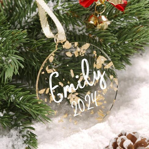 UNIQOOO 3" Clear Round Acrylic Christmas Ornament 2023, 4mm Extra Thick, DIY Bulk Blank Circle Bulb Xmas Bauble Tree Decorations, Stocking Name Tag, Holiday Tags, Momento, 18 Pack in Saudi Arabia