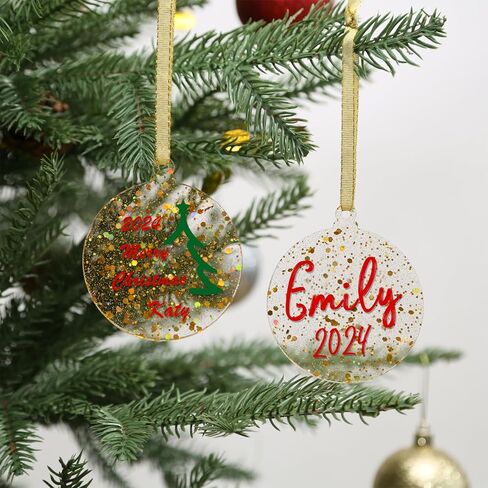 UNIQOOO 3" Clear Round Acrylic Christmas Ornament 2023, 4mm Extra Thick, DIY Bulk Blank Circle Bulb Xmas Bauble Tree Decorations, Stocking Name Tag, Holiday Tags, Momento, 18 Pack in Saudi Arabia