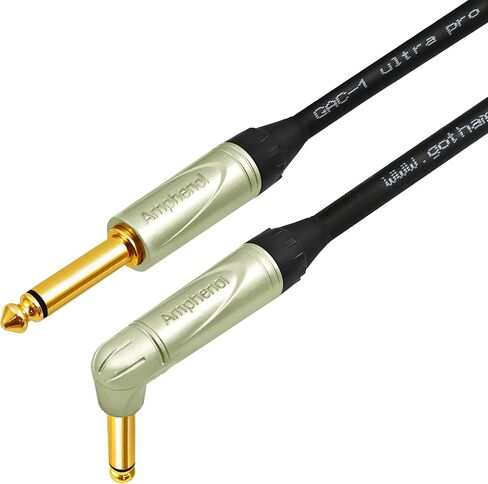 18 Foot - Gotham GAC-1 Ultra Pro (Black) - Premium, Low-Capacitance (21 pf/F) Guitar Bass Instrument Cable - Amphenol QM2R-AU & QM2P-AU ¼ Inch (6.35mm) Gold TS Connectors in Saudi Arabia