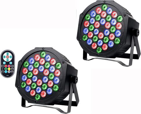 يمكن أن أضواء 36 LED RGBW 4in1 أضواء المسرح عن بعد والتحكم DMX أضواء حفلات DJ غسل / ستروب تأثير الصوت المنشط Uplights لعيد الميلاد عيد الهالوين الكنيسة ديسكو نادي الزفاف -2 حزمة in Saudi Arabia