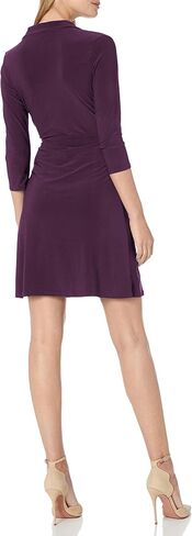 Star Vixen Women's Plus-Size 3/4 Sleeve Faux Wrap Dress with Collar, Royal, 1X in Saudi Arabia