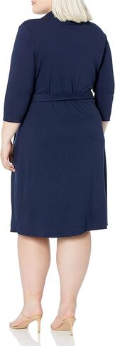Star Vixen Women's Plus-Size 3/4 Sleeve Faux Wrap Dress with Collar, Royal, 1X in Saudi Arabia
