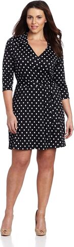 Star Vixen Women's Plus-Size 3/4 Sleeve Faux Wrap Dress with Collar, Royal, 1X in Saudi Arabia