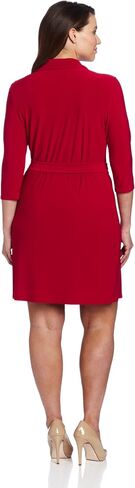 Star Vixen Women's Plus-Size 3/4 Sleeve Faux Wrap Dress with Collar, Royal, 1X in Saudi Arabia