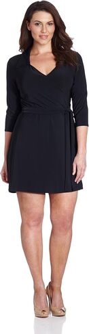 Star Vixen Women's Plus-Size 3/4 Sleeve Faux Wrap Dress with Collar, Royal, 1X in Saudi Arabia