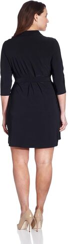 Star Vixen Women's Plus-Size 3/4 Sleeve Faux Wrap Dress with Collar, Royal, 1X in Saudi Arabia