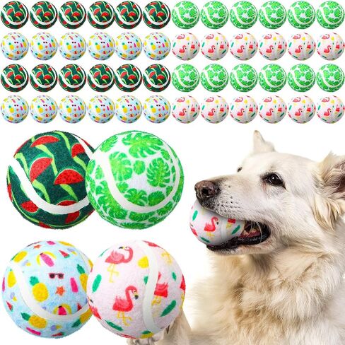 Hiboom 48 Pieces Christmas Tennis Balls for Dogs 2.5 Inches Xmas Dog Toys Ball Pet Interactive Toy for Small Medium Large Dogs Teething Chew Training Playing Toys Christmas Pet Gift in Saudi Arabia