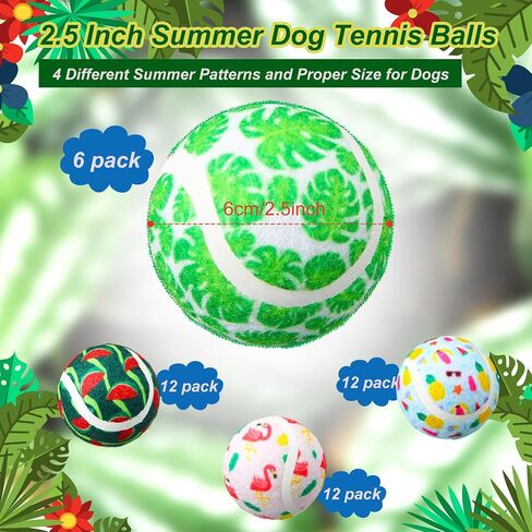 Hiboom 48 Pieces Christmas Tennis Balls for Dogs 2.5 Inches Xmas Dog Toys Ball Pet Interactive Toy for Small Medium Large Dogs Teething Chew Training Playing Toys Christmas Pet Gift in Saudi Arabia