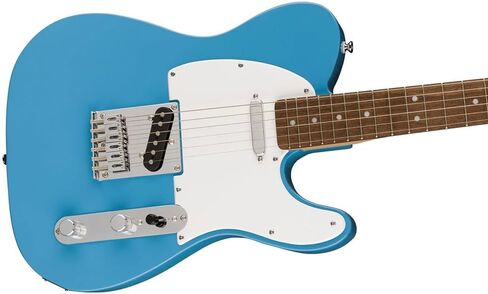 Squier Sonic Telecaster Electric Guitar California Blue, Laurel Fingerboard Bundle with Fender Logo Guitar Strap Black, Fender 12-Pack Celluloid Picks, and Straight/Angle Instrument Cable in Saudi Arabia
