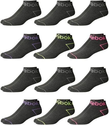 Reebok Women's Athletic Socks - Performance Low Cut Socks (12 Pack), Size 4-10, Grey/White/Black in Saudi Arabia