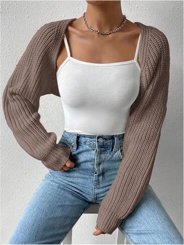 سترة نسائية من SOLY HUX سترة قصيرة غير رسمية بأكمام طويلة ملابس خارجية in Kuwait