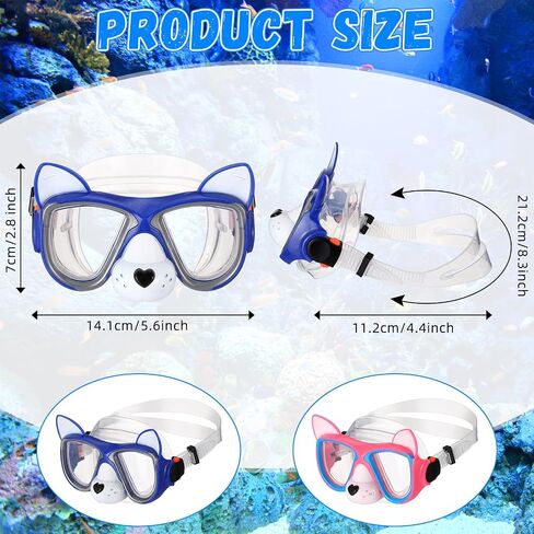 Fabbay 2 Pcs Kids Swim Goggles with Nose Cover Ages 4-7 Funny Snorkel Mask Kids Anti Fog Diving Swimming Goggles No Leaking Clear Waterproof Snorkel Goggles in Saudi Arabia