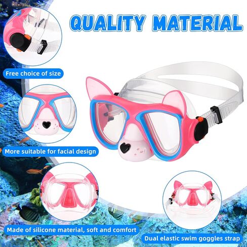 Fabbay 2 Pcs Kids Swim Goggles with Nose Cover Ages 4-7 Funny Snorkel Mask Kids Anti Fog Diving Swimming Goggles No Leaking Clear Waterproof Snorkel Goggles in Saudi Arabia