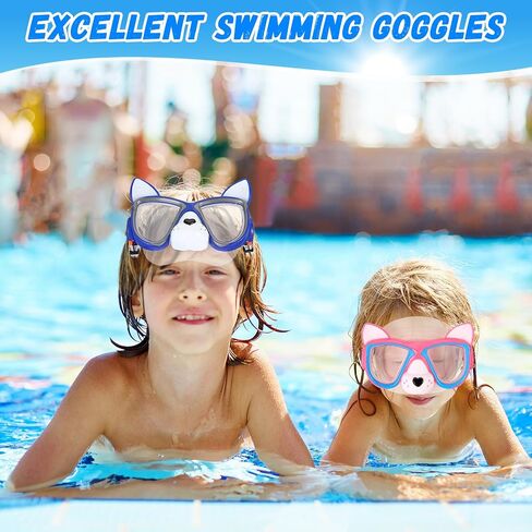 Fabbay 2 Pcs Kids Swim Goggles with Nose Cover Ages 4-7 Funny Snorkel Mask Kids Anti Fog Diving Swimming Goggles No Leaking Clear Waterproof Snorkel Goggles in Saudi Arabia