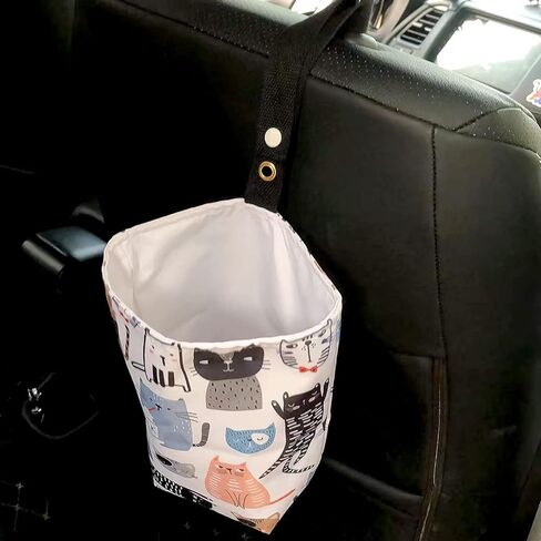 Car Trash Can Bag, Waterproof, Collapsible, Keep Your Car Organized and Cute with This Portable Garbage and Hanging Strap, Perfect for Men, Women, and Friends (Cat) in Saudi Arabia