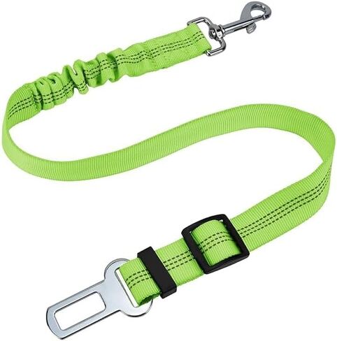 Heavy Duty Nylon Dog Seat Belt for Car - Adjustable, Reflective and Safe Pet Seatbelt for Traveling with Your Pet - Perfect for Cars, SUVs and Trucks - Green in Kuwait