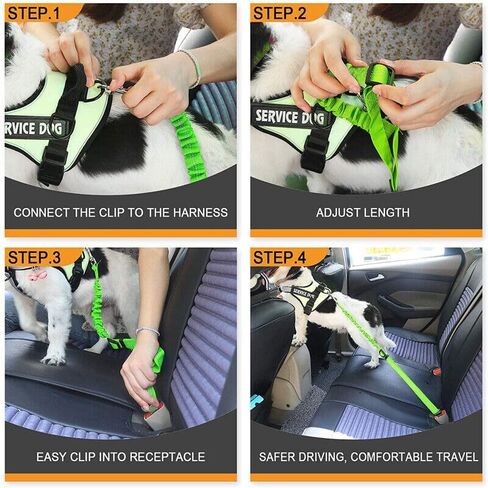 Heavy Duty Nylon Dog Seat Belt for Car - Adjustable, Reflective and Safe Pet Seatbelt for Traveling with Your Pet - Perfect for Cars, SUVs and Trucks - Green in Kuwait
