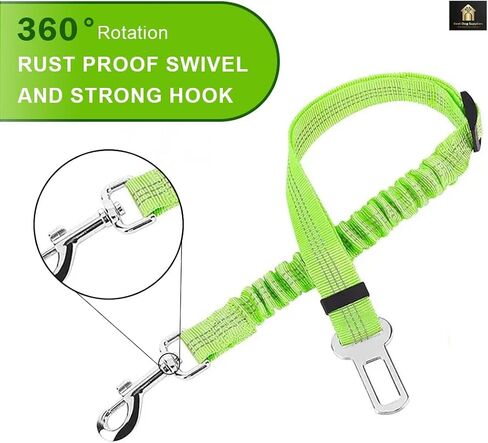 Heavy Duty Nylon Dog Seat Belt for Car - Adjustable, Reflective and Safe Pet Seatbelt for Traveling with Your Pet - Perfect for Cars, SUVs and Trucks - Green in Kuwait