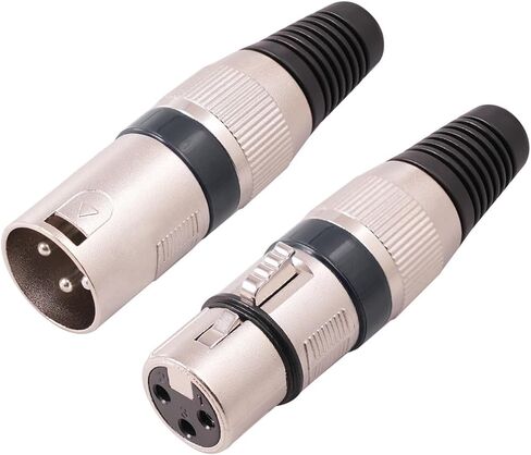 4 Pack 3Pin XLR Connector Male and Female Microphone Plug Cable Adapter Connector Audio Socket Repair Replacement-Black in Saudi Arabia