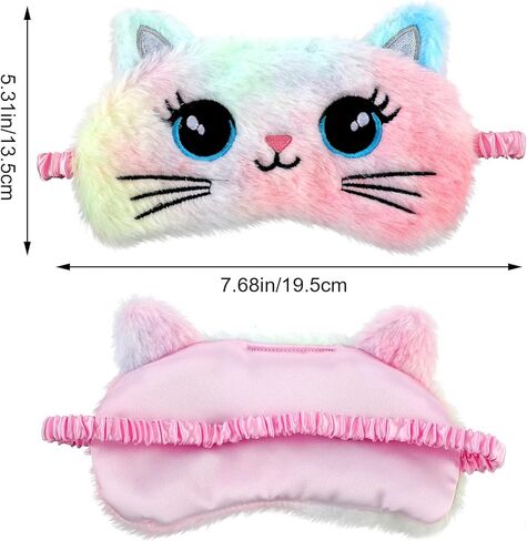 2 Pcs Plush Eye Mask Soft Sleeping Blindfold Eye Cover Comfortable Cute Animal Sleeping Mask Satin Nap Night Eyeshade Cover for Women Men Gift (Pink White Cat Style) in Saudi Arabia