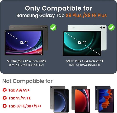 ZtotopCases for Samsung Galaxy Tab S9 FE Plus/S9 Plus 5G Case 12.4 Inch, Built-in Screen Protector/S Pen Holder/Kickstand, Full-Body Dual Layer Shockproof Protective Cover for Tablet S9 FE+/S9+, Black in Kuwait