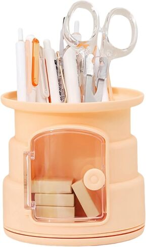 حامل قلم رصاص للمكتب من GIB، يدور 360 درجة مع فتحة أمامية لمنظمات الأقلام المكتبية لتخزين سطح المكتب ومستلزمات القرطاسية ووعاء الأكواب للمكتب والمدرسة والمنزل، برتقالي in Kuwait