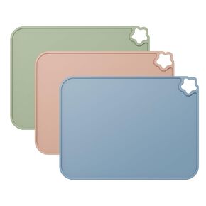 Cutebe Silicone Placemat for Toddles Kids Non-Slip Reusable Portable Kids Placemats for Dinning Table Heat Resistant Placemats, Baby Placemat Stain Resistant Silicone Mat for Restaurant, 3 Pack