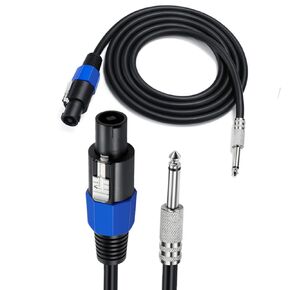 MOTONG 12AWG Speakon to 6.35mm 1/4 inch Speaker Cable 6FT, Professional Heavy Duty Copper Speakon to 6.35 TS Speaker Male to Male Audio DJ Cable Cord with Twist Lock