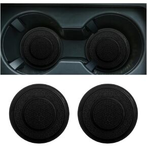 2 PCS Car Cup Holder Coaster, Non-Slip 2.75 Inch Diameter Auto Drink Mat, Dustproof Cup Holder Insert Coaster for Most Vehicles, Universal Interior Decor Car Accessories (Black)